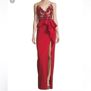 Marchesa Notte Beaded Stretch Faille Gown